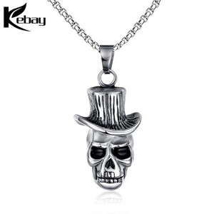  Wholesale silver stainless steel skull shape pendant necklace 