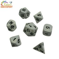  Wholesale white zinc alloy metal polyhedral dice 